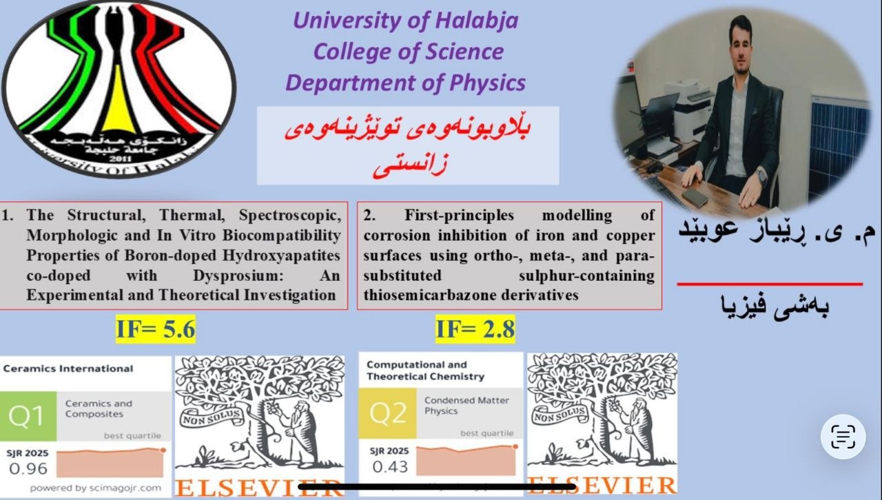 A University of Halabja Lecturer Publishes Two Research Papers in International Journals
